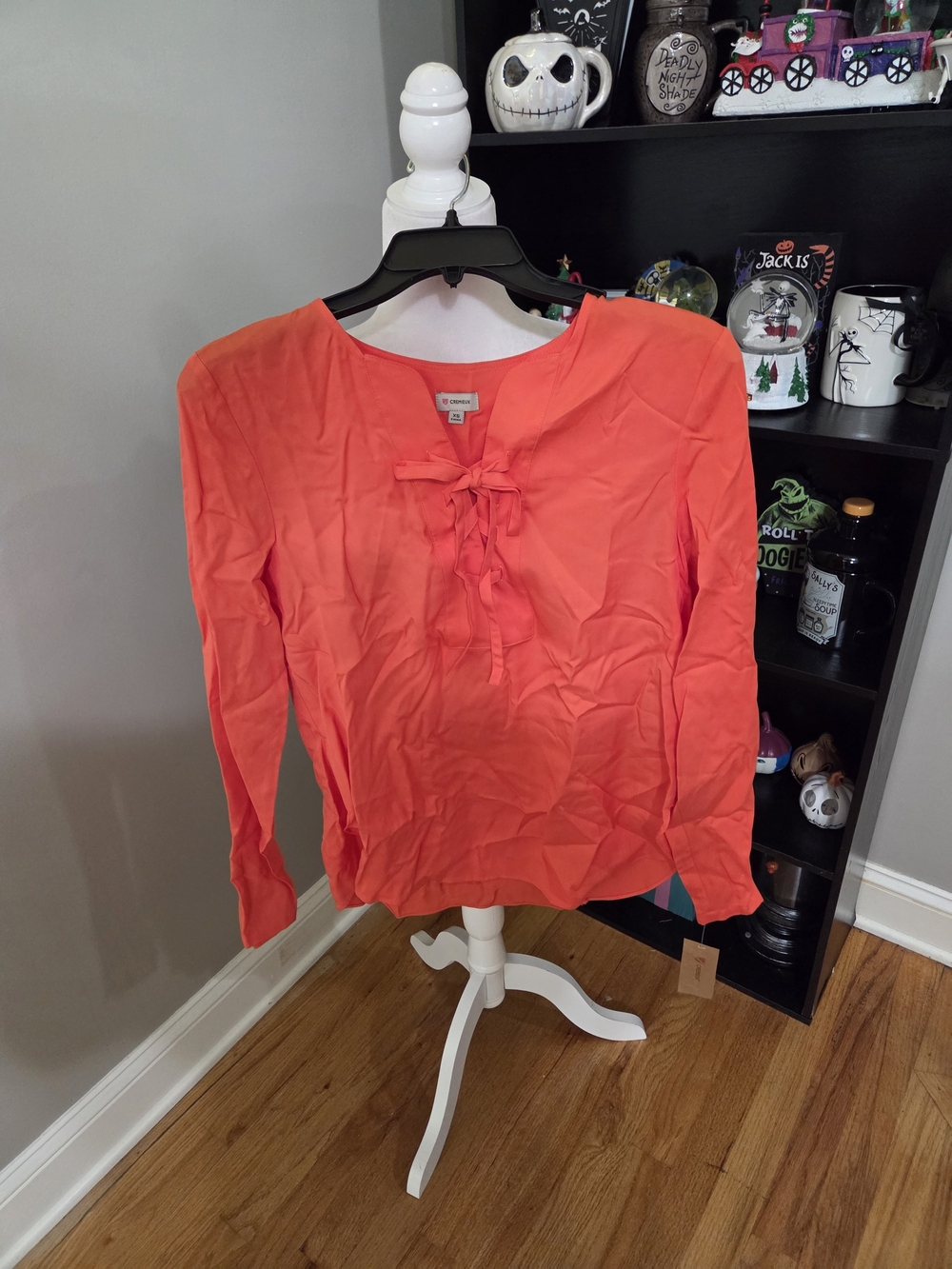 Daniel Cremieux Coral Tie-Front Long-Sleeve Blouse